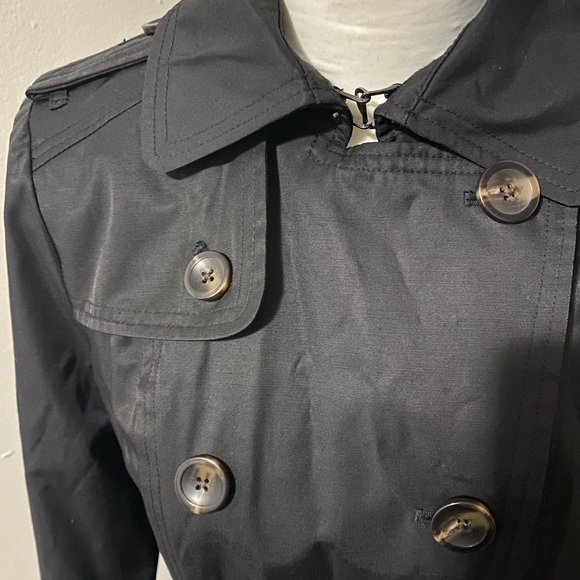 London Fog Double Breasted Trench Coat With Removable Hood - Picture 3 of 11